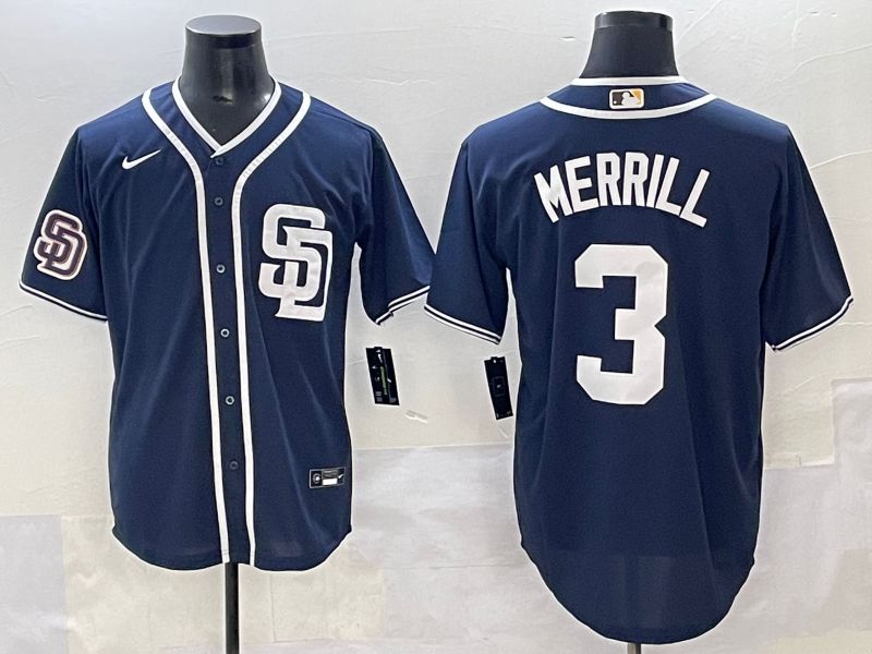 Men 2025 San Diego Padres #3 Merrill Dark Blue Game Nike MLB Jersey style 1->san diego padres->MLB Jersey